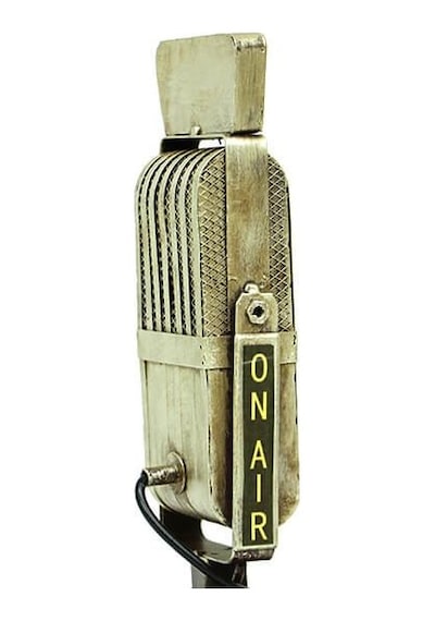 Dekoratif Metal Mikrofon Obje Biblo Vintage Hediyelik