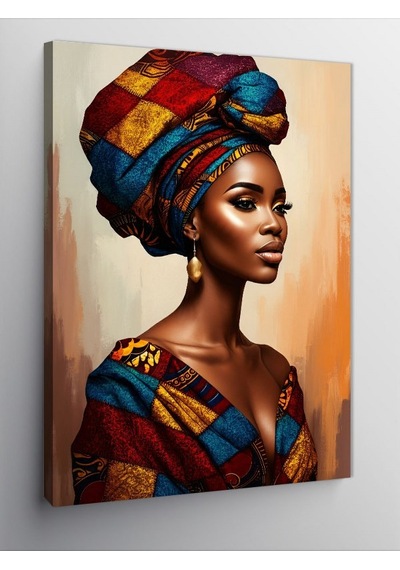 Kanvas Tablo Afrikalı Desenli Kadın 70cmx100cm