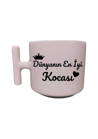 Krem Rengi T Saplı Sevgili-eş Özeltasarım Kupabardak Latte Bardağı-sevgililer Günü Doğum Günü Hediye Beyaz