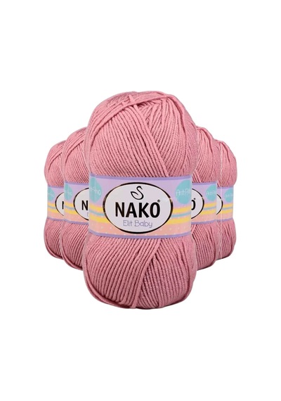 Tedar 5 Adet Elite Baby El Örgü İpi Tüylenmeyen Bebek Yünü Gül Kurusu 10325 Najmaddin (No:1) 8.5Cm X 10.5 Cm