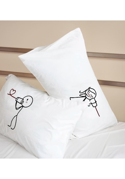 Bk Gift Sevgili Tasarımlı Pamuklu 2 Li Yastık Kılıfı Seti-7 50x70cm , Sevgiliye , Ev si, Tasarım Ev Tekstili