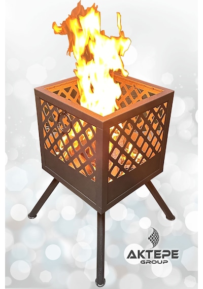 Bahçe Şöminesi Ateş Çukuru 60 Litre Büyük Boy Şömine Bahçe Sobası Balkon Isıtma Fire Pit