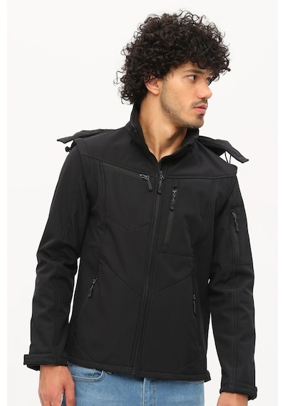 Uniprom Taktikal Softshell Mont Kollar Ve Kapşon Çıkabilir Erkek Siyah