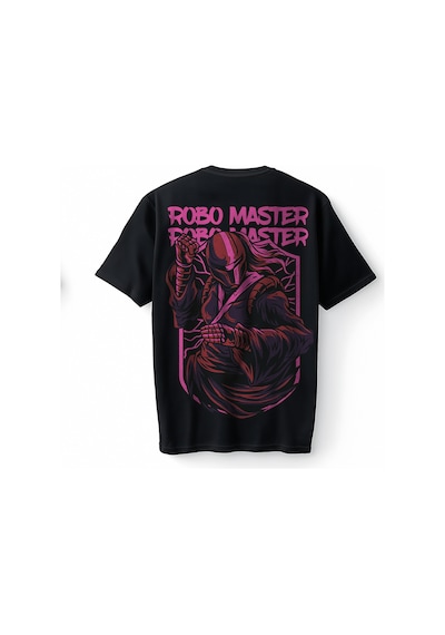 Bumeta Robo Master Streetwear Oversize Unisex Tişört T-shirt Siyah