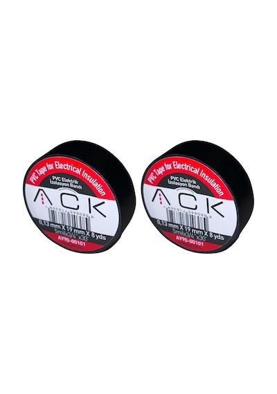 2 Adet Ack Siyah İzole Bant 0.13x19mmx8yds