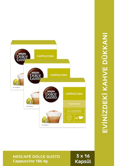 Dolce Gusto Cappuccino Kapsül Kahve 16 Adet X 3 Kutu Öğütülmüş