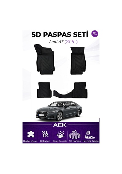 Audi A7 2018+ Araca Özel Havuzlu "karbon" Paspas Takımı