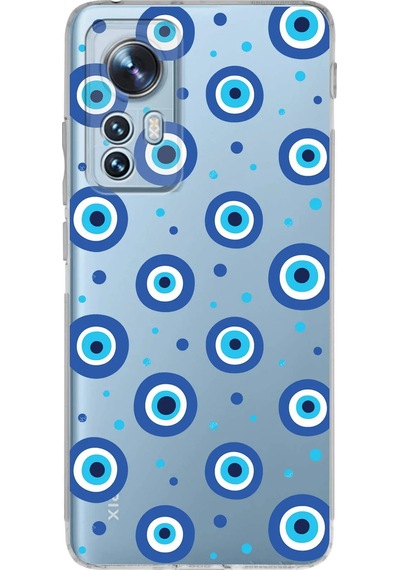 Xiaomi Mi 12 Pro İle Uyumlu 1mm Slim Fit Nazar Boncuğu 1 Baskılı Şeffaf Kılıf Şeffaf
