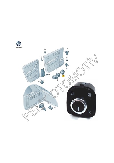 Golf 2009-2013 Katlanabilir Ayna Ayar Düğmesi 5k0959565