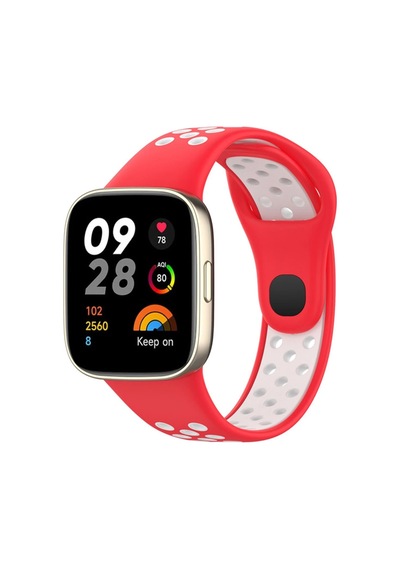 Newface Xiaomi Redmi Watch 3 Spor Delikli Kordon - Kırmızı-beyaz Açık Mor