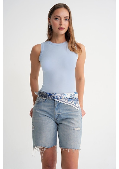 Mixray 2012 Kadın Slim Fit Basic Atlet Bebe Mavi