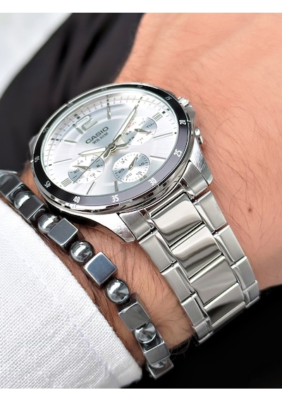 Casio Nda3181 Erkek Kol Saati Gümüş + Bileklik