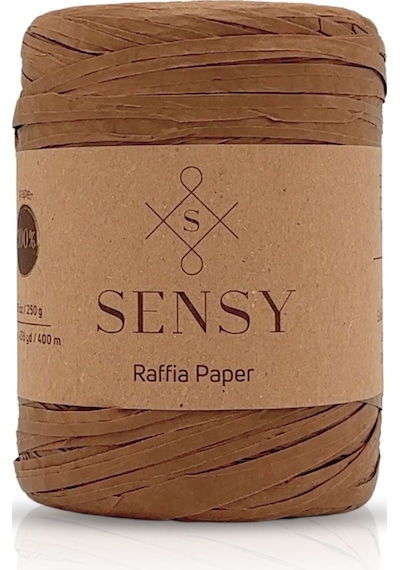 Sensy Premium 400 Metre Rafya Ip Çanta Ipi Raffia Ip Kağıt Ip Supla Ipi 250 Gram Sütlü Kahve