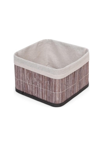 Bambu Çok Amaçlı Saklama Kutusu Düzenleyici Kare Organizer, Dekoratif Bambu Düzenleyici Gri 20x20x13cm 4 Adet Diğer