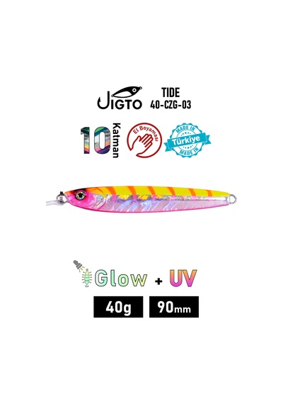 Jig, Zoka, Suni Yem, Glow Uv Metal Jig, 40gr 9cm Tide 40