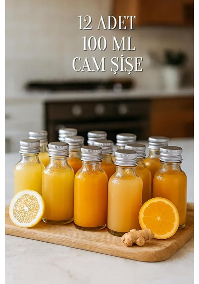 12 Adet Şeffaf Cam Shot Şişesi Sızdırmaz Gümüş Metal Kapaklı Kolonya Koku Süs Çok Amaçlı Şişe 100ml Genel