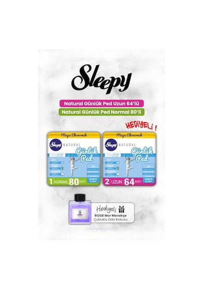 Sleepy Natural Normal 80 Ve Uzun 64 Adet Günlük Ped, Rosıe Oda Kokusu