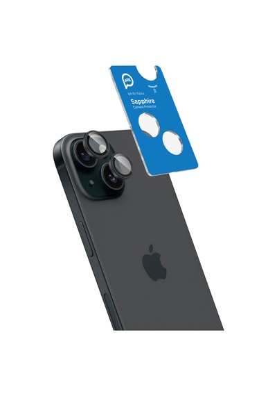 Piili Apple iPhone Uyumlu 15 / 15 Plus Siyah Safir Lens Koruyucu