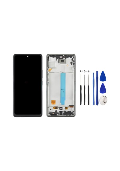 Tkgz Samsung Galaxy Uyumlu A53 - 5g Lcd Ekran Dokunmatik Service Pack - Full Çıtalı Siyah + Tamir Seti