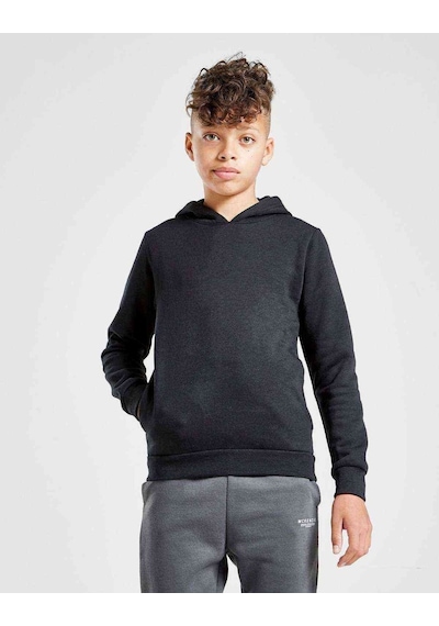 Tshirthane Baskısız Düz Sade Unisex Çocuk Kapüşonlu Siyah Sweatshirt Siyah