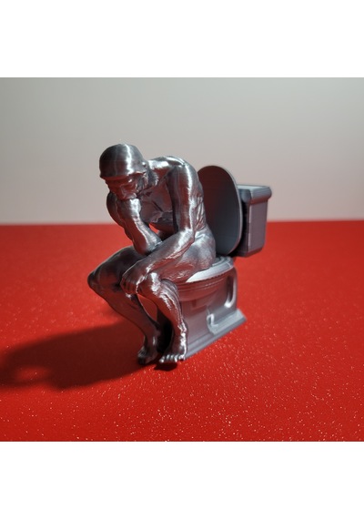 3d Baskı Düşünen Adam Biblo 8 Cm Mizahi Wc Figürü Ofis Masaüstü Dekor İlginç Hediyelik Obje Gümüş