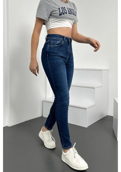 Hlt Jeans Kadın Mavi Süper Skinny Fit Esnek Likralı Yüksek Bel Denim Jean Kot Pantolon Hltjennie-steve Mavi 46