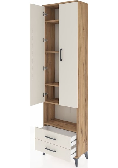 Arges Dolap 5 Raflı 2 Çekmeceli 2 Kapaklı 60x30x221 Çam-aytaşı Çam