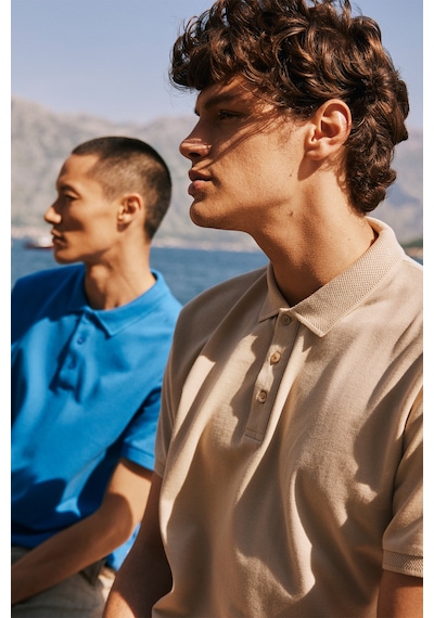 AC&Co / Altınyıldız Classics Altinyildiz Classics Erkek Safari Slim Fit Dar Kesim Polo Yaka %100 Pamuk Tişört 4A4820200001SAFXXL Krem