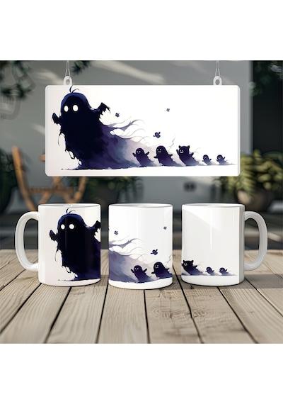 Karanlık Spooky Aile Kupa Bardak Hayalet Figürlü Eğlenceli Cadılar Bayramı Hediye Beyaz