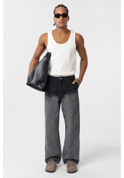 Vamos Cep Detaylı Baggy Fit Jean Antrasit