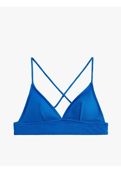 Koton Çapraz Askılı Dokulu Bralet Bikini Üstü Saks Mavisi 6sak10011mm Saks Mavi
