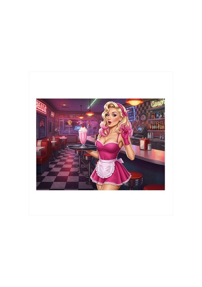 Retro Milkshake Kadını Dekoratif Mdf Tablo