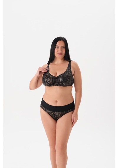 Büyük Beden Balenli Parlak Leopar Toparlayıcı Bikini Takım Altın