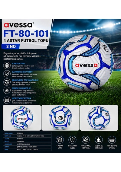 Avessa Ft-80-101 Futbol Topu No3 Mavi
