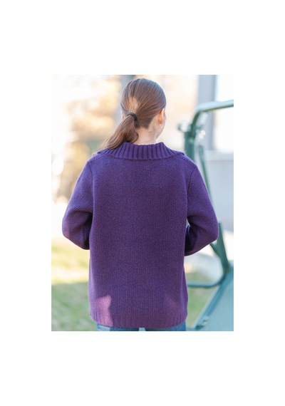 Gömlek Yaka Oversize Basic Kazak Mor