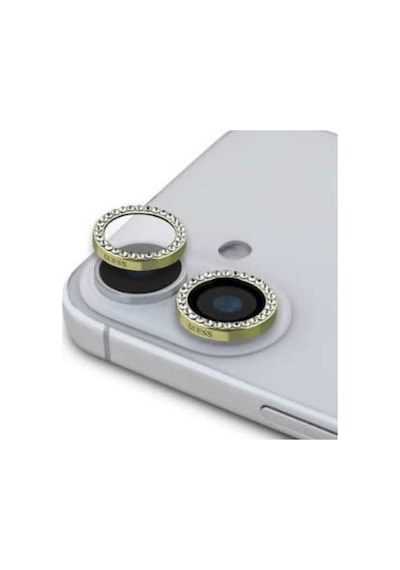 Apple Uyumlu iPhone  16 Taşlı Kamera Lens Koruyucu Altın