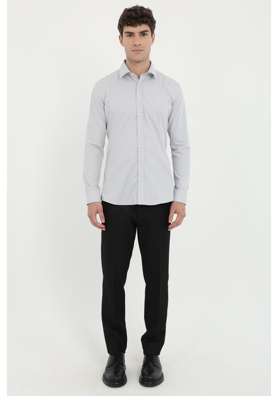 Dufy Erkek Slim Fit Uzun Kol Gri Gömlek-26098
