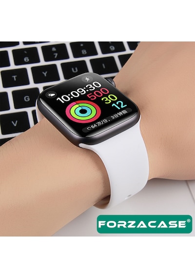 Forzacase Apple Uyumlu  Watch 10 42mm İle Silikon Kordon Kayış - Fc004 Siyah