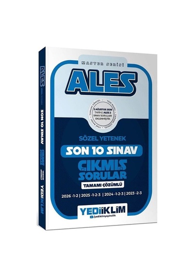 2027 Yediiklim 2027 Ales Master Sözel Yetenek Çıkmış Sorular Son 10 Sınav Çözümlü