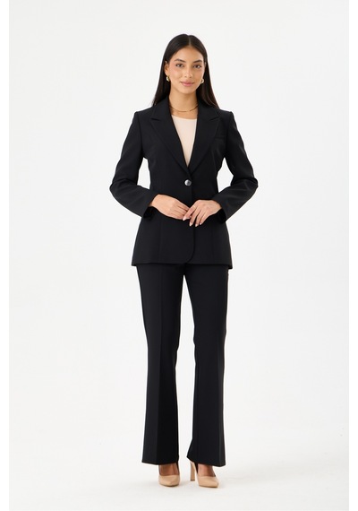 Velnara Moda Klasik Tek Düğme Ceket & İspanyol Paça Pantolon - Kadın Takım Elbise Siyah - Velnara Tasarımı Siyah - 918597742 Siyah Velnara Moda Klasik Tek Düğme Ceket & İspanyol Paça Pantolon - Kadın Takım Elbise Siyah - Velnara Tasarımı Siyah - 918597742 Siyah