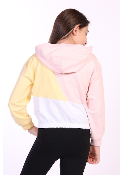 Toontoy Kız Çocuk Garnili Kapüşonlu Sweatshirt Pudra