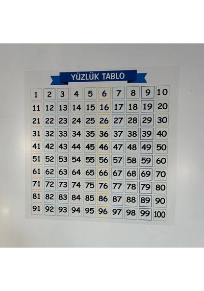 Ers Matematik Öğreten Yüzlük Tablo Duvarda İz Bırakmaz Akıllı Kağıt Yapışkansız Statik 60x60 Cm Çok Renkli