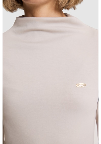 U.S. Polo Assn. Kadın Taş Dik Yaka Göğüs Logolu Slim Fit Uzun Kollu Tişört 50333310-vr049 Taş Rengi