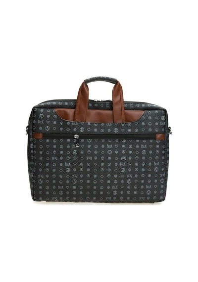 Bilik Deri Monogram Siyah/Taba Unisex Laptop & Evrak Çantası BRIE Siyah - Taba