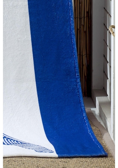 Köpek Balığı Baskılı Mavi Plaj Havlusu 70X155Cm