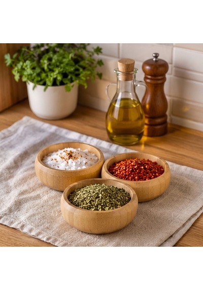 Bambu Çerezlik - Üçlü Set Kahverengi