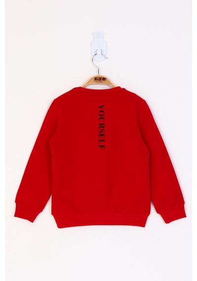 Toontoy Kız Çocuk Be Yourself Baskılı Sweatshirt Kırmızı