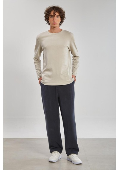 Barrels And Oıl Bisiklet Yaka Erkek Sweatshirt - Bej Bej