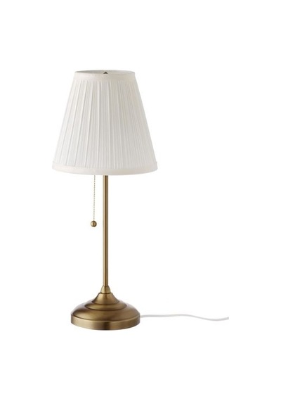 Abajur Beyaz-Pirinç Rengi Masa Lambası 55 CM 75 W Altın