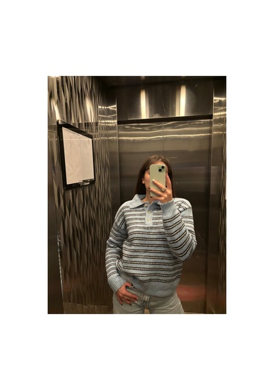 Maison Velora Kadın Mavi Siyah Çizgili Basic Oversize Polo Yaka Yarım Pat Düğmeli Triko Kazak-27aj002 Mavi 923050279 Mavi Maison Velora Kadın Mavi Siyah Çizgili Basic Oversize Polo Yaka Yarım Pat Düğmeli Triko Kazak-27aj002 Mavi 923050279 Mavi